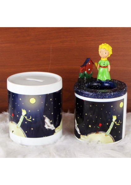 Küçük Prens Biblo Tasarımlı Kalemlik Küçük Prens Seramik Kumbara Hediye Seti