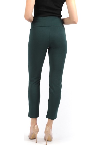 Süs Metal Fermuar Cepli Twin Krep Pantolon | PNT32348 Nefti