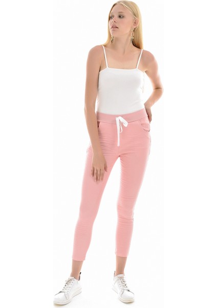 Beli Bağcıklı Pantolon | PNT32062 Pudra