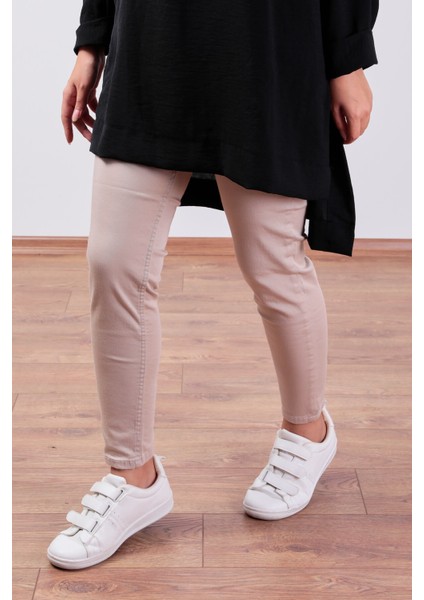 Ultra Likra Dar Kalıp Gabardin Pantolon - Bej