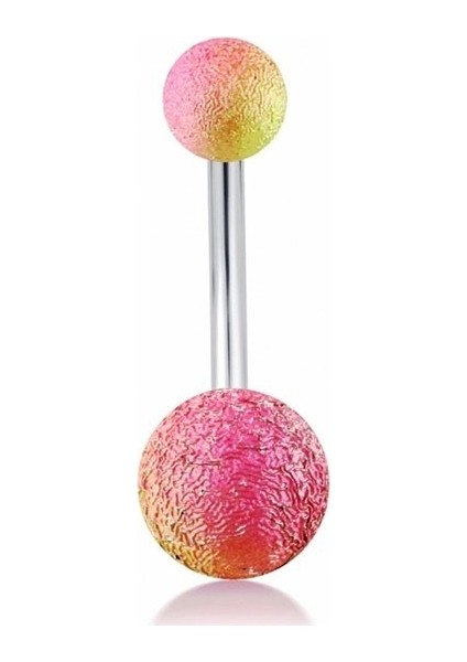 Renkli Muz Göbek Top Uçlu Çelik Piercing 8 mm P455G