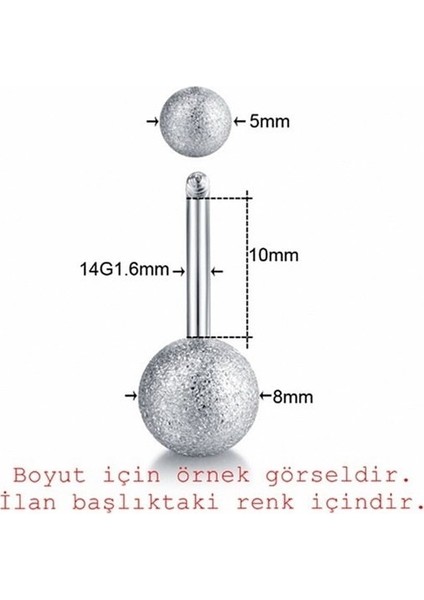 Renkli Muz Göbek Top Uçlu Çelik Piercing 8 mm P455G fırsatları