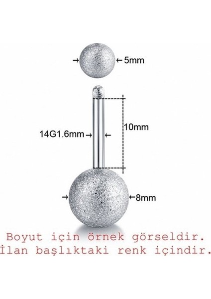 Renkli Muz Göbek Top Uçlu Çelik Piercing 8 mm P455H fırsatları