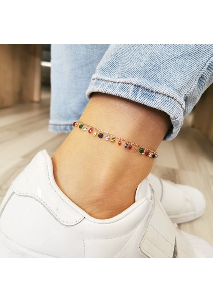 Gümüş Renkli Zirkon Taşlı Rose Halhal