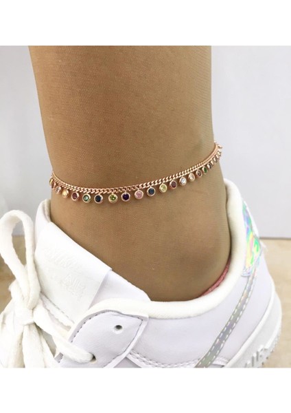 Gümüş Rose Bronz Renkli Zirkon Taşlı Halhal
