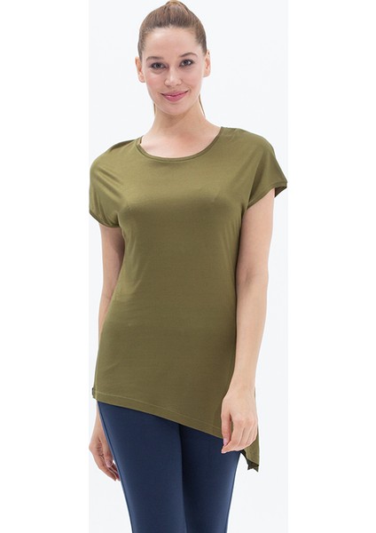 Kadın T-Shirt Yuvarlak Yaka 6722 - Yeşil