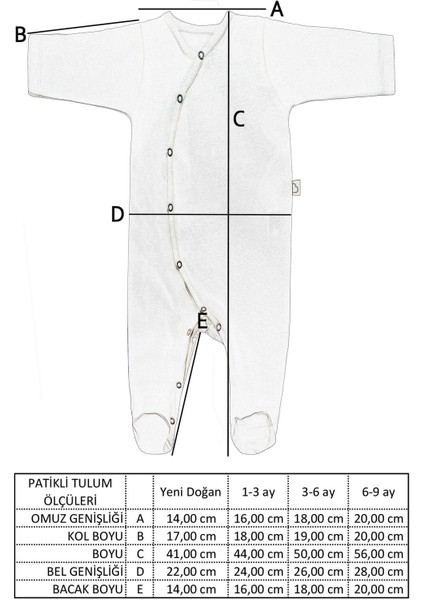 Yeni Doğan Patikli Bebek Tulumu 0-6 Ay Meradaki Kuzu