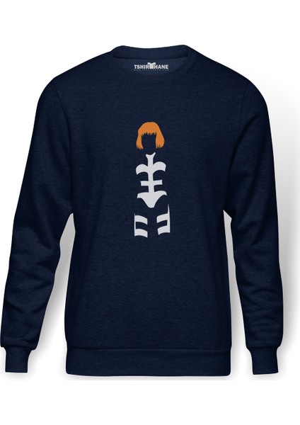 Silhouette The Fifth Element Leeloo Baskılı İndigo Mavi Lacivert Erkek Örme Sweatshirt Uzun kol