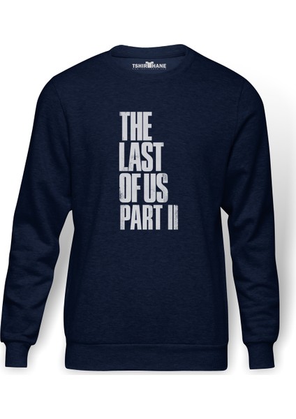 The Last Of Us Part 2 Baskılı İndigo Mavi Lacivert Erkek Örme Sweatshirt Uzun kol