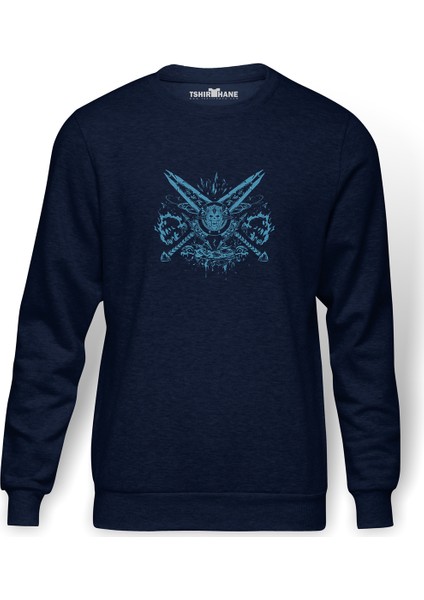 Of Warcraft Death Knight Ilya Semenov Baskılı İndigo Mavi Lacivert Erkek Örme Sweatshirt Uzun kol