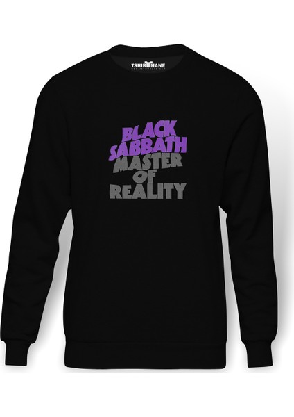 Black Sabbath Master Of Reality Baskılı Siyah Erkek Örme Sweatshirt Uzun kol