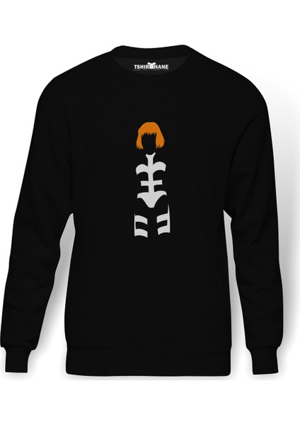 Silhouette The Fifth Element Leeloo Baskılı Siyah Erkek Örme Sweatshirt Uzun kol