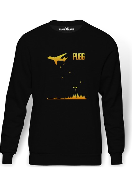 Pubg 98 Alive Baskılı Siyah Erkek Örme Sweatshirt Uzun kol