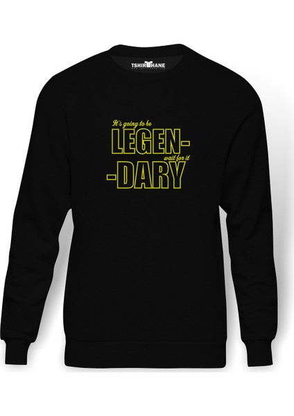 I Met Your Mother Legendary Camiseta Baskılı Siyah Erkek Örme Sweatshirt Uzun kol
