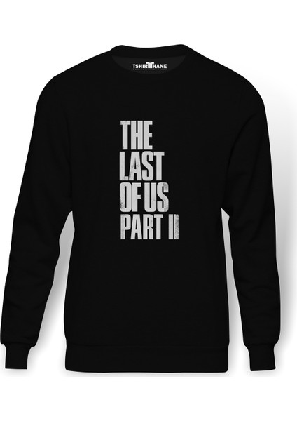 The Last Of Us Part 2 Baskılı Siyah Erkek Örme Sweatshirt Uzun kol