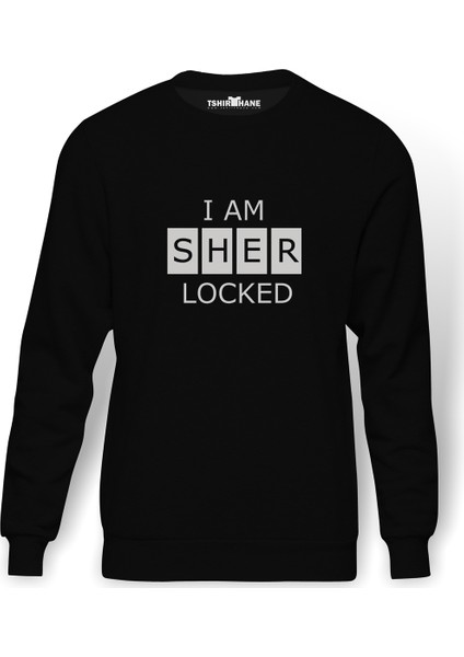 Sherlock Holmes Decal Sticker Tişört Sherlocked Baskılı Siyah Erkek Örme Sweatshirt Uzun kol
