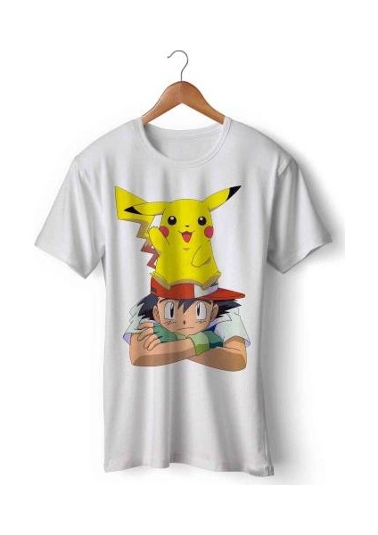 Pokemon Pikachu Logo Baskılı Tişört Tshirt