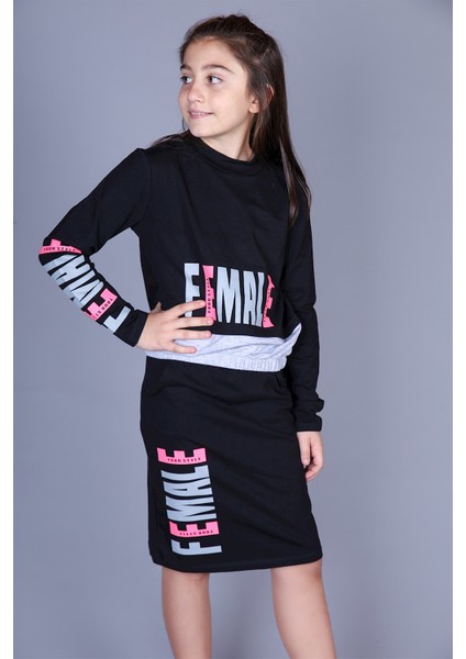 Kız Çocuk Female Baskılı Etekli Takım