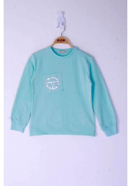 Kız Çocuk Cebi Arma Baskılı Sweatshirt