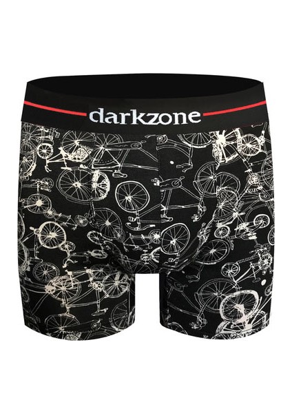 Siyah Dijital Baskı Desenli Erkek Boxer