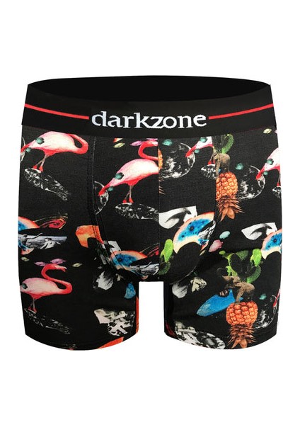 Siyah Dijital Baskı Desenli Erkek Boxer