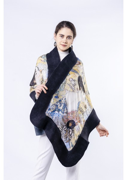 Gustav Klimt Lady With Fan Ipek Keçe Şal modelleri