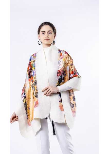 Gustav Klimt Maria Munk Beyaz Ipek Keçe Şal modelleri