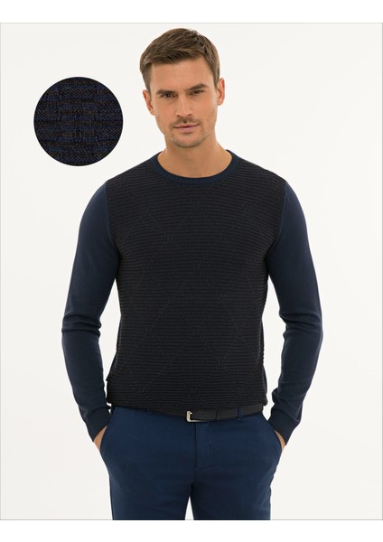 Erkek Lacivert Slim Fit Kazak 50233716-VR033