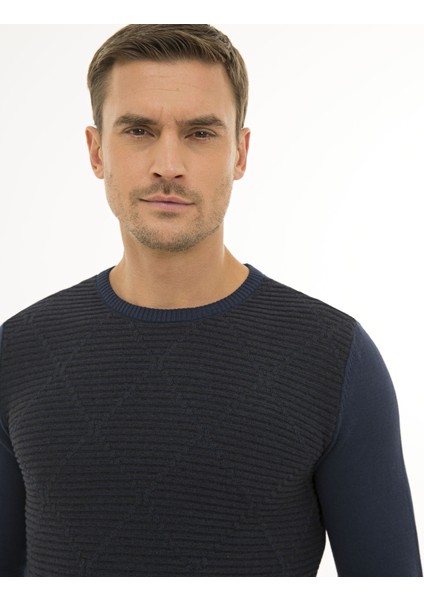 Erkek Lacivert Slim Fit Kazak 50233716-VR033 fiyatları