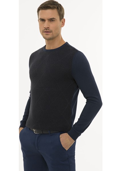 Erkek Lacivert Slim Fit Kazak 50233716-VR033 modelleri