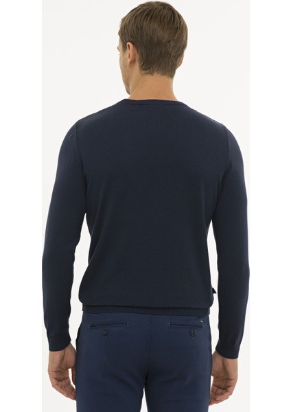Erkek Lacivert Slim Fit Kazak 50233716-VR033 fırsatları