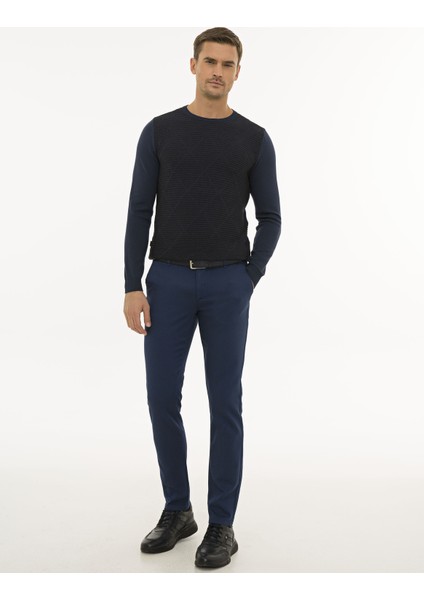 Erkek Lacivert Slim Fit Kazak 50233716-VR033 indirimleri