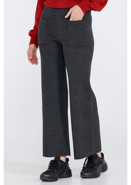 Triko Kadın Cepli Pantolon - Antrasit