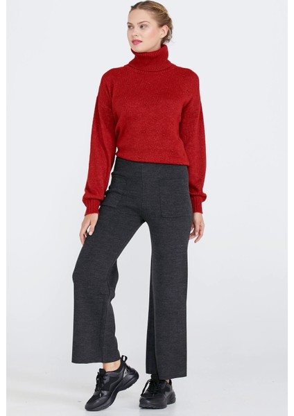 Triko Kadın Cepli Pantolon - Antrasit modelleri