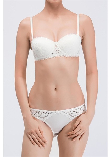 4581 Pansy Balenli Straplez Destekli Sütyen Takımı