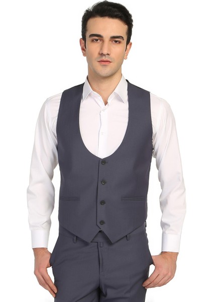 Erkek Yelek Slim Fit Kesim Gri