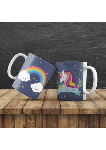 Unicorn Işıklı Biblo Masa Gece Lambası Unicorn Puf Yastık Kalemlik Unicorn Kupa Hediye Seti
