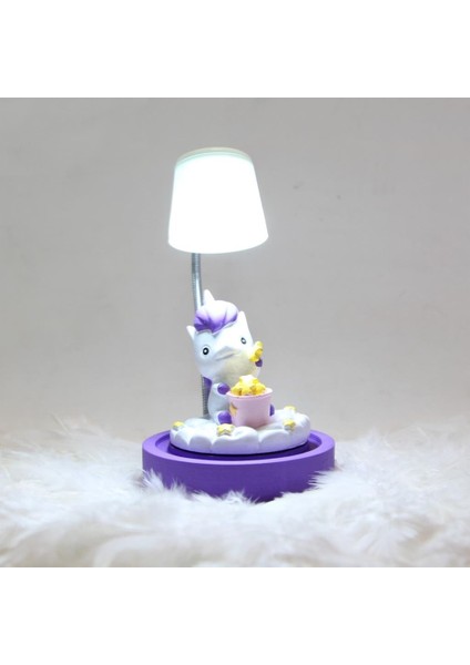 Unicorn Işıklı Biblo Masa Gece Lambası Unicorn Puf Yastık Kalemlik Unicorn Kupa Hediye Seti