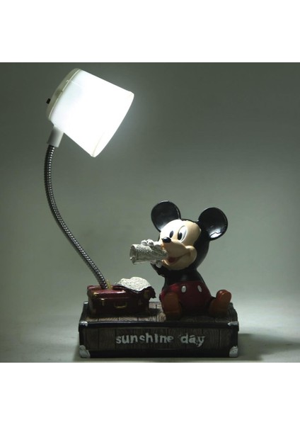 Mickey Mouse Işıklı Biblo Masa Gece Lambası Mickey Mouse Minnie Mouse Kalemlik Hediye Seti