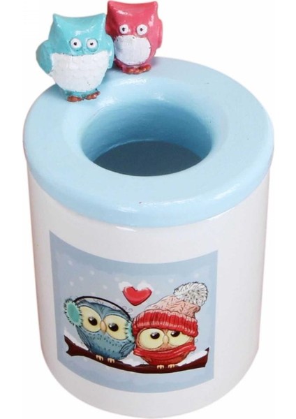 Aşık Baykuşlar Tasarımlı Kumbara Baykuş Biblolu Kalemlik Hediye Seti fiyatları