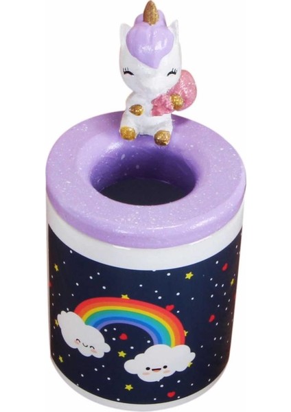 Gülümseyen Gökkuşağı Unicorn Biblo Kalemlik Unicorn Işıklı Biblo Hediye Seti fiyatları