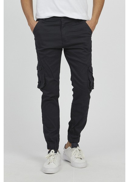 Füme Renk Likralı Slim Fit Körüklü Cep Kargo Pantolon