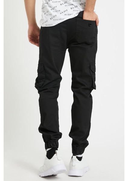 Siyah Renk Likralı Slim Fit Körüklü Cep Kargo Pantolon fırsatları