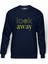 A Series Of Unfortunate Events Look Away Yazi Baskılı İndigo Mavi Lacivert Erkek Örme Sweatshirt Uzu 1