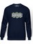 Beetlejuice Logo Baskılı İndigo Mavi Lacivert Erkek Örme Sweatshirt Uzun kol 1