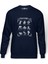 Camerasutra 3 Baskılı İndigo Mavi Lacivert Erkek Örme Sweatshirt Uzun kol 1