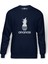 Silhouette Ananas Parody Logo Baskılı İndigo Mavi Lacivert Erkek Örme Sweatshirt Uzun kol 1