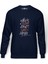 Charles Bukowski Shes Mad But She Baskılı İndigo Mavi Lacivert Erkek Örme Sweatshirt Uzun kol 1