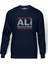Mohamed Ali Run Dmc Baskılı İndigo Mavi Lacivert Erkek Örme Sweatshirt Uzun kol 1
