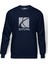 Saturn Baskılı İndigo Mavi Lacivert Erkek Örme Sweatshirt Uzun kol 1
